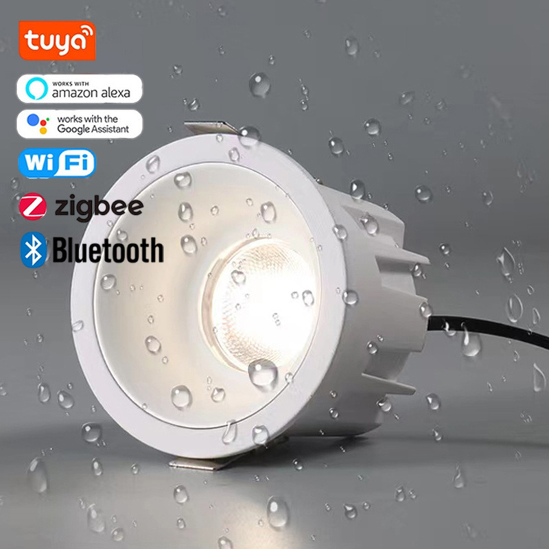 Smart speaker alexa voice google home assistant app control tuya led recessed downlight IP65 cct dimmable led downlight zigbee