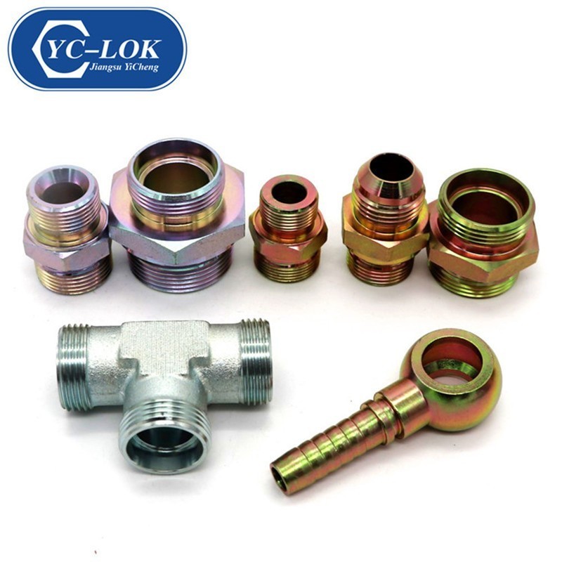 Color Zinc plated hydraulic nipple tube adapter for thread connection