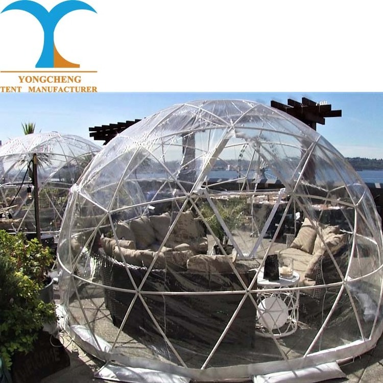 igloo transparent  round trampoline with tent/roof cheese tent cafe dome glamping haige event tents for sale