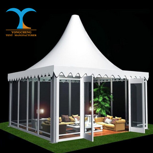 luxury Quality aluminium gazebo pagoda tent with glass door and glass wall for sale safari tent