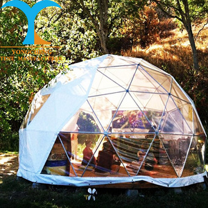 2 persons green hanging camping tree tent 6m dome tent with bathroom glass igloo geodesy dome home