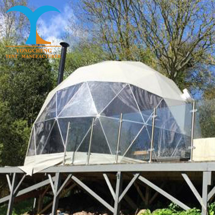 Prefab Transparent Hotel Domes Glamping Geodesic Dome House Tent For Sale With Bathroom Cabin