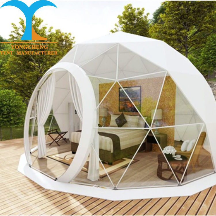 2 persons green hanging camping tree tent 6m dome tent with bathroom glass igloo geodesy dome home