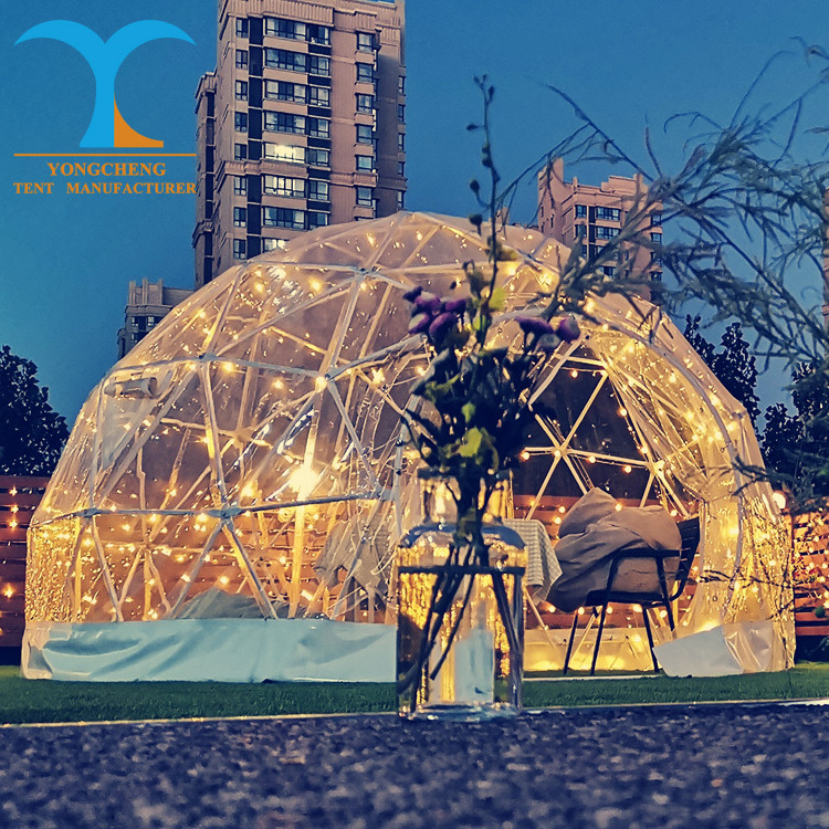 Prefab Transparent Hotel Domes Glamping Geodesic Dome House Tent For Sale With Bathroom Cabin