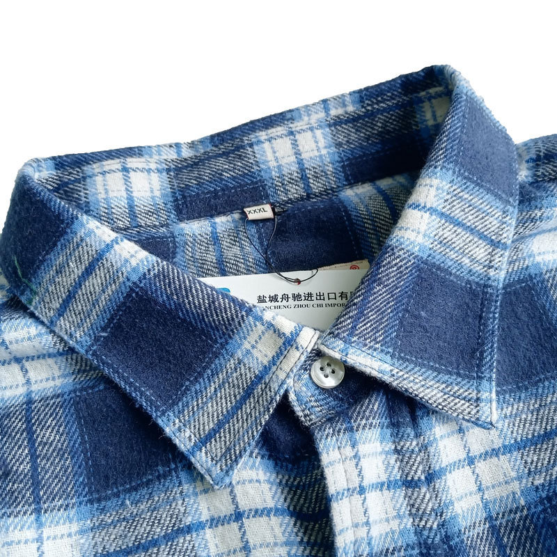 Men's 9 Colors Checked Shirts Custom Printed Long Sleeve Shirts High Quality Plaid Brushed Flannel Shirts