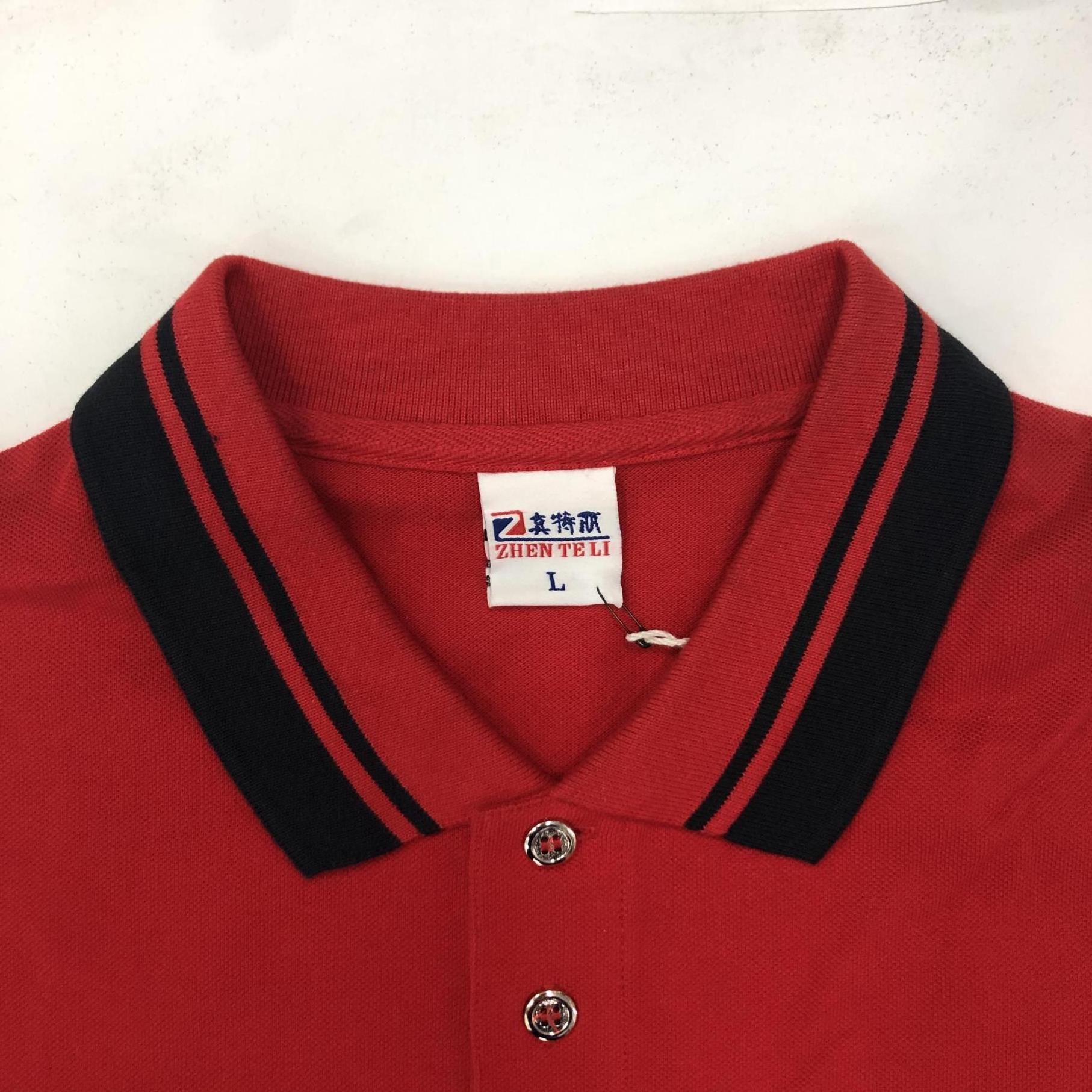 Custom logo red color slim fit cotton polyester black collar 3 buttons placket mens polo shirts