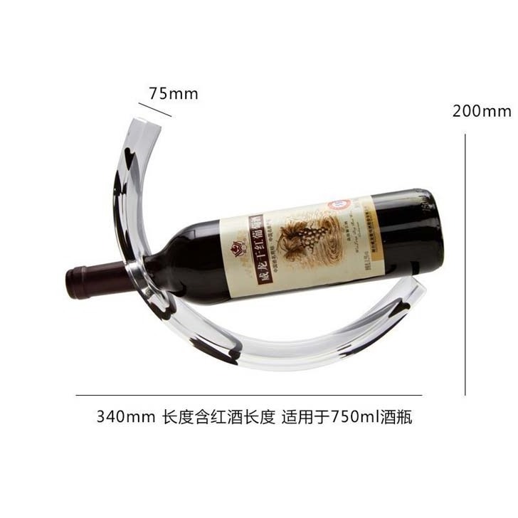 Counter Top Arc Design Clear Acrylic Single Wine Bottle Storge Rack Stand Wine Bottle Display Holder