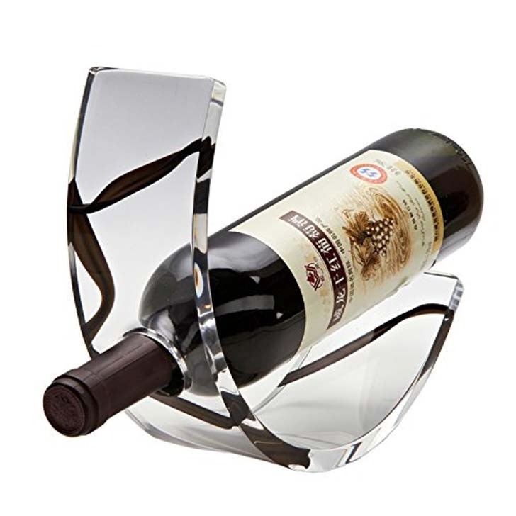 Counter Top Arc Design Clear Acrylic Single Wine Bottle Storge Rack Stand Wine Bottle Display Holder