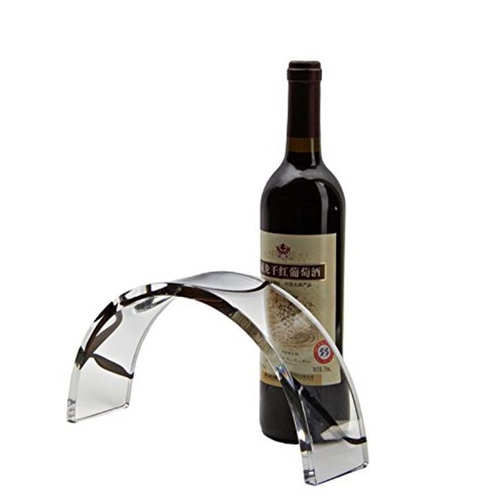 Counter Top Arc Design Clear Acrylic Single Wine Bottle Storge Rack Stand Wine Bottle Display Holder