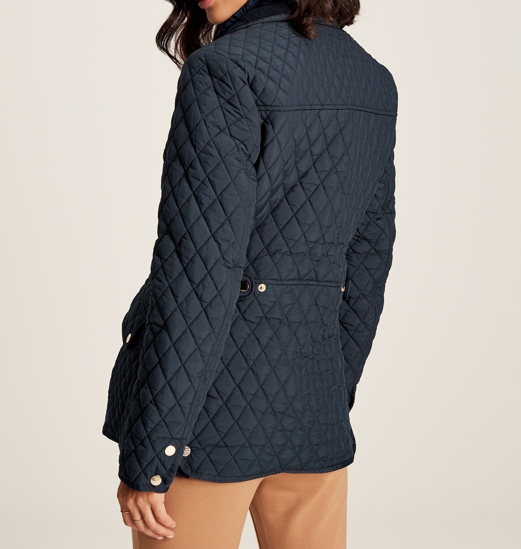 Fashion women quilted jacket with zip placket and cover