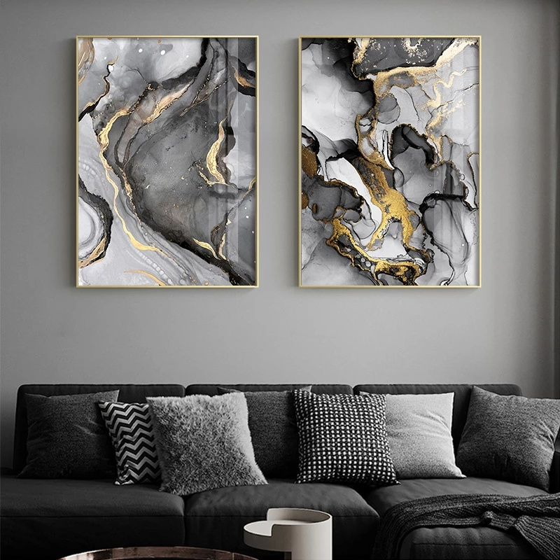 Abstract Modern Canvas Poster Golden Black Wall Art Painting Nordic Posters and Prints Pictures for Living Room Home Hotel Decor