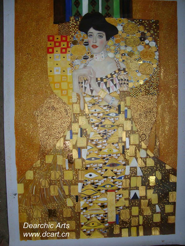 Custom Made Handmade Antique Museum Quality Gustav Klimt Famous Portrait Oil Painting Reproduction for Wall Art Decor