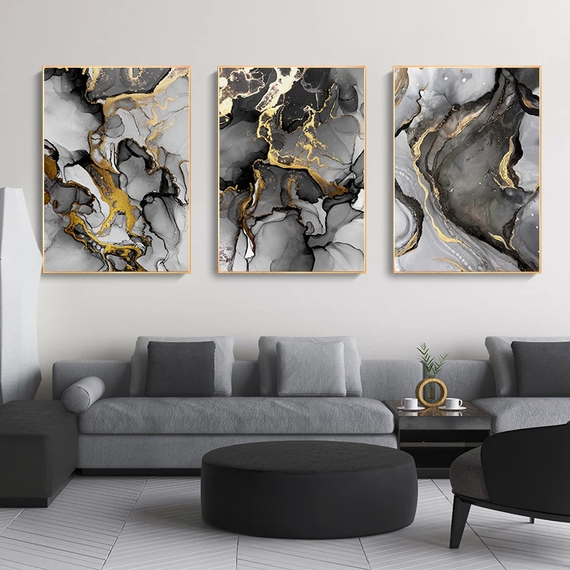 Abstract Modern Canvas Poster Golden Black Wall Art Painting Nordic Posters and Prints Pictures for Living Room Home Hotel Decor