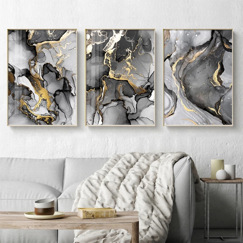 Abstract Modern Canvas Poster Golden Black Wall Art Painting Nordic Posters and Prints Pictures for Living Room Home Hotel Decor