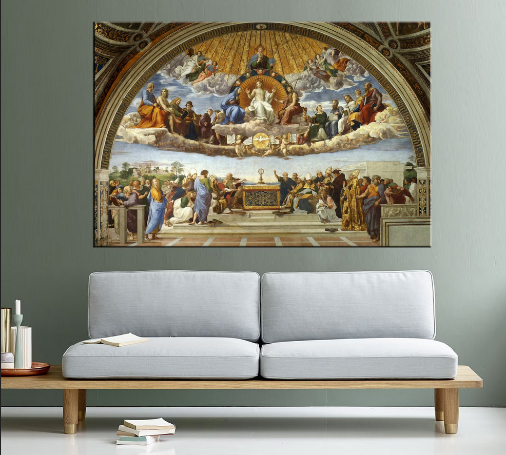 Raphael Fresco Reproduction Disputation of the Holy Sacrament Custom Handmade Oil Painting for Home Living Room Wall Art Decor