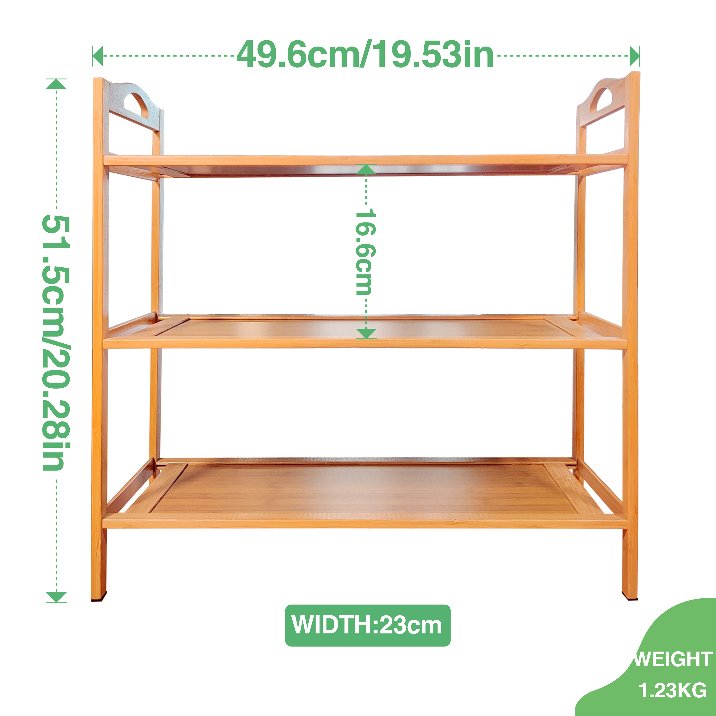 Household essentials 3-tier eco friendly bamboo shoe rack with 9 pairs of shoes capacity