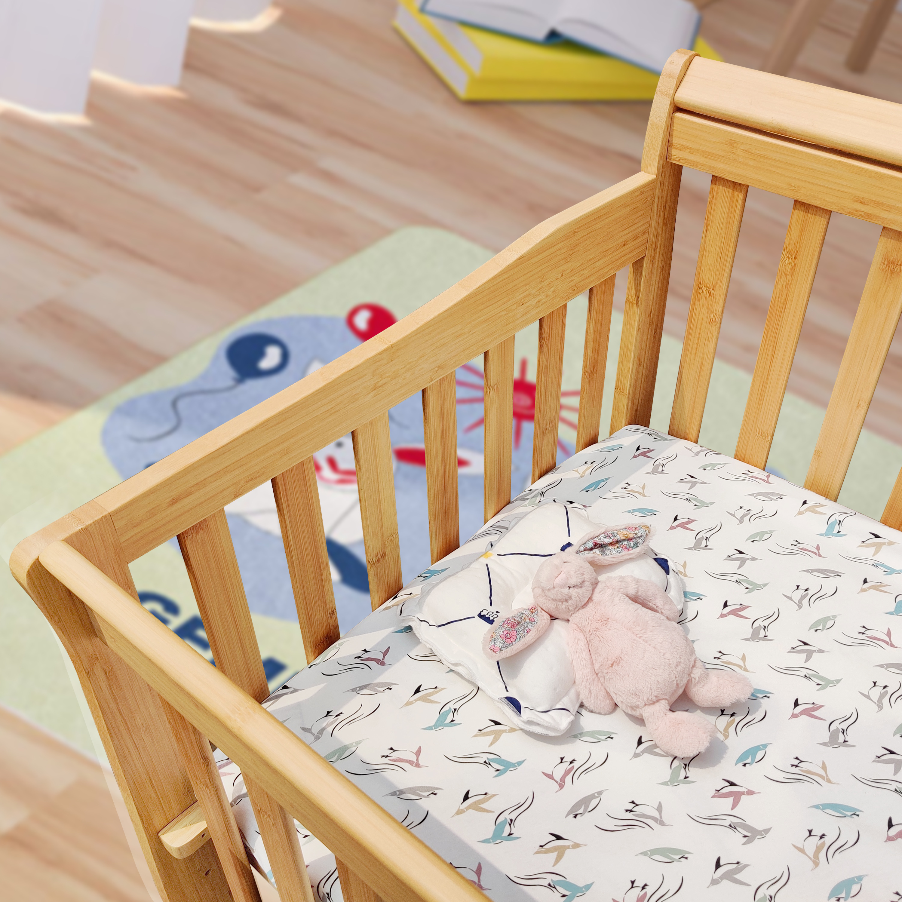 YCZM Multi-function Baby Bed Wooden Infant Cot Bed With Castors Baby Crib With Adjustable creative cot