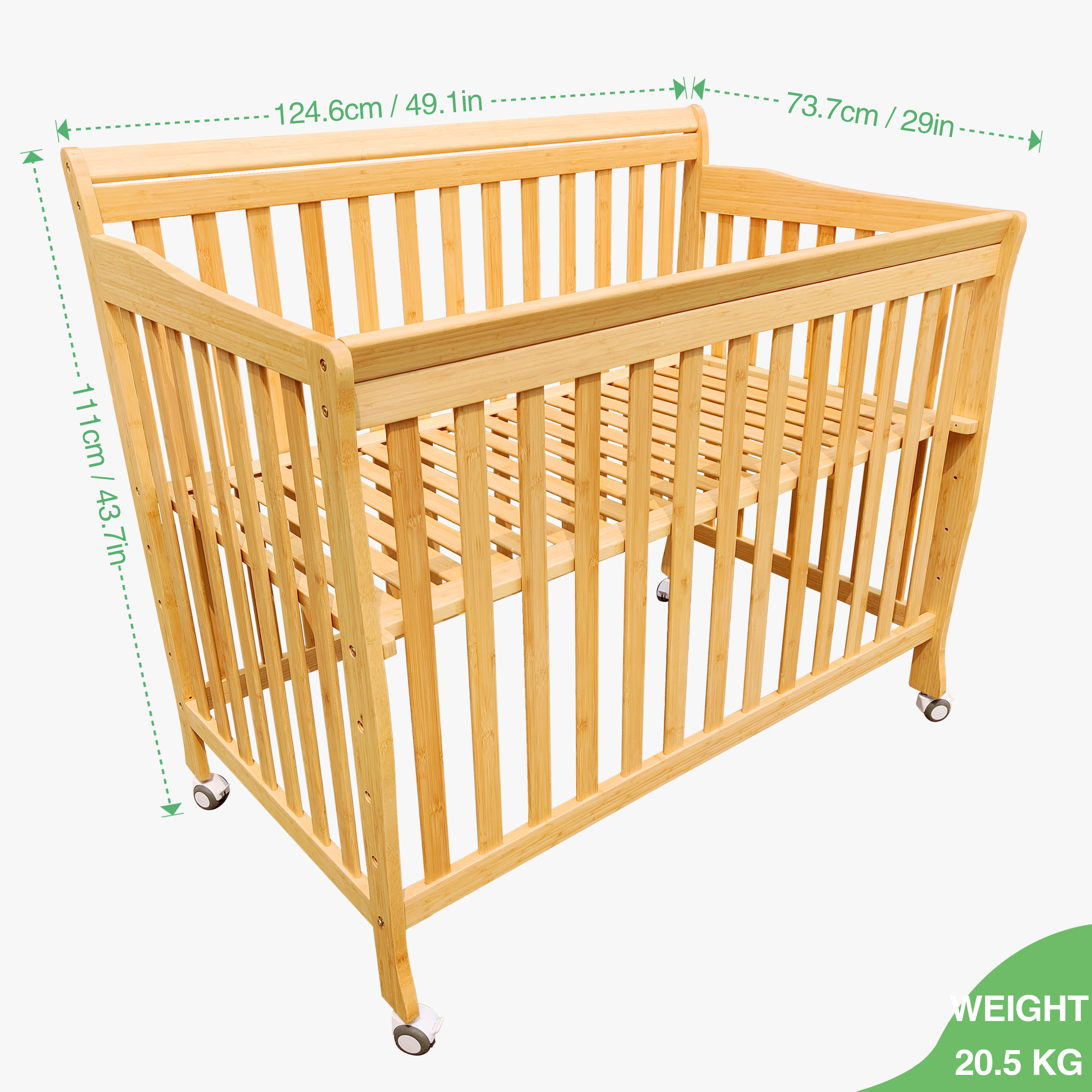 YCZM Multi-function Baby Bed Wooden Infant Cot Bed With Castors Baby Crib With Adjustable creative cot