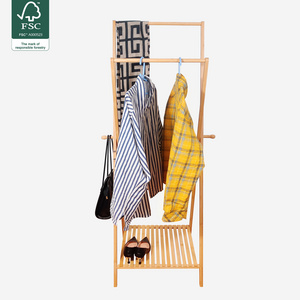 modern solid bamboo hook rack stand hanger with 8 hooks display hall tree bamboo clothes rack