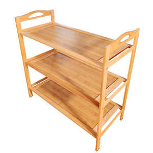 Natural and Eco-friendly Bamboo Wood Folding Luggage Rack with Shoe Shelf