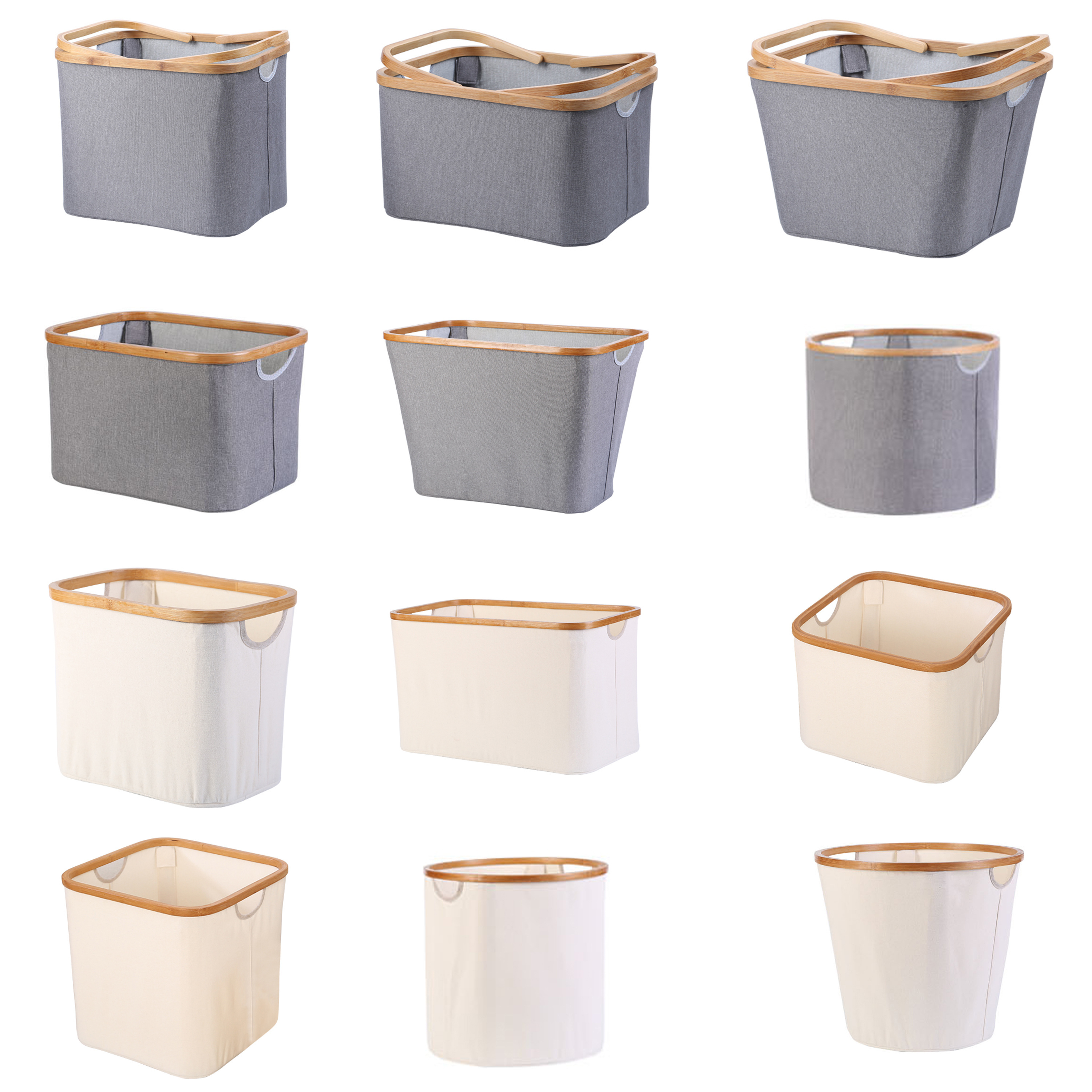 Foldable Laundry Clothing Storage Bags and Bins Dirty Clothes Household Laundry Hamper Bamboo Collapsible Basket