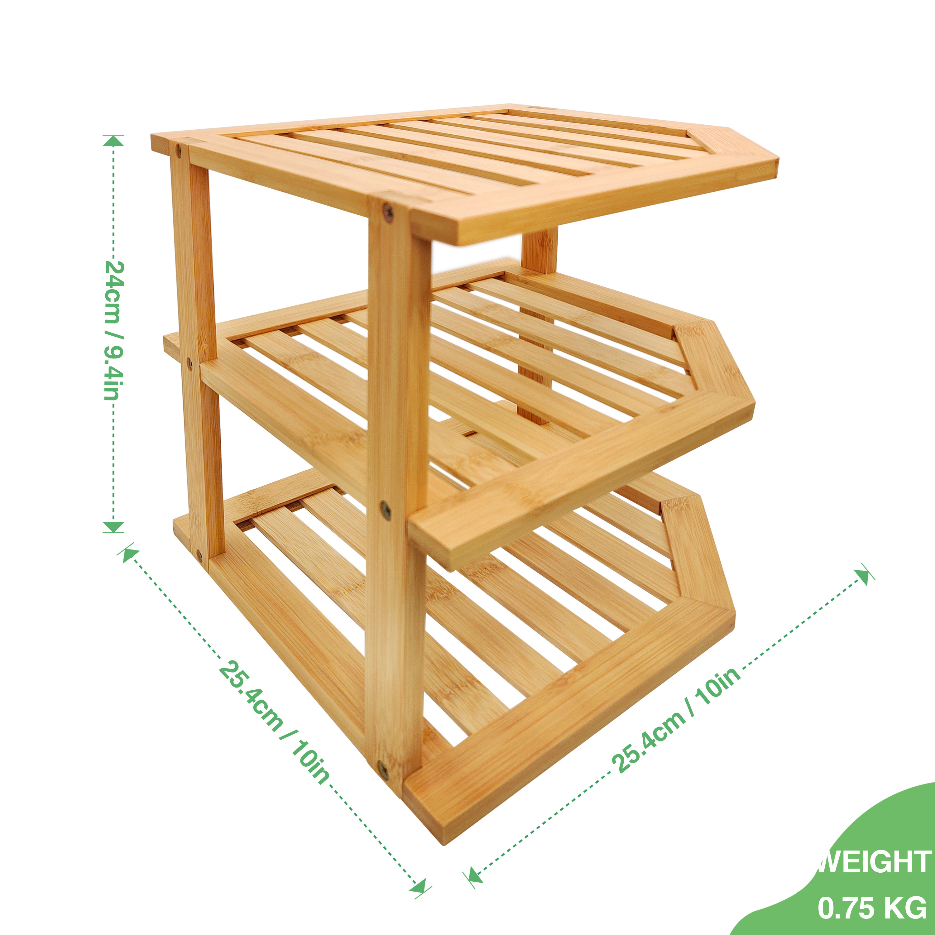 YCZM 3 tier standing pantry storage makeup perfume bathroom stand shelf corner rack for kitchen bamboo wood