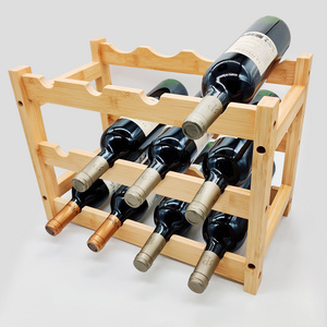 Natural Bamboo Wine Rack Free Standing Wine Bottle Holder Cabinet Shelf Natural Bamboo European Wine Display Shelf