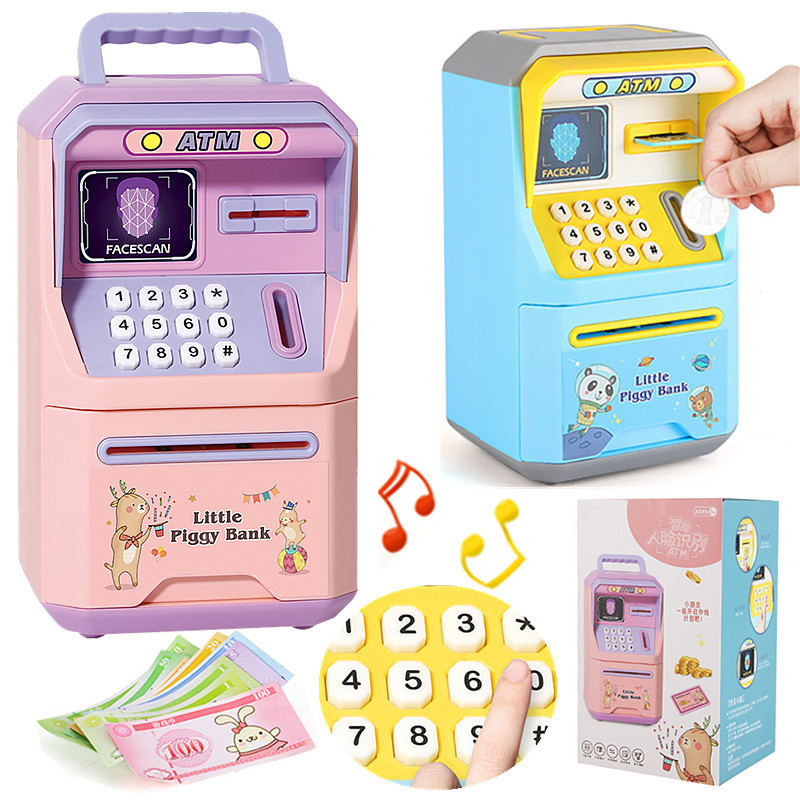 OEM/ODM new Design ATM face recognition deposit machine with light and sound Professional kid piggy bank money saving box