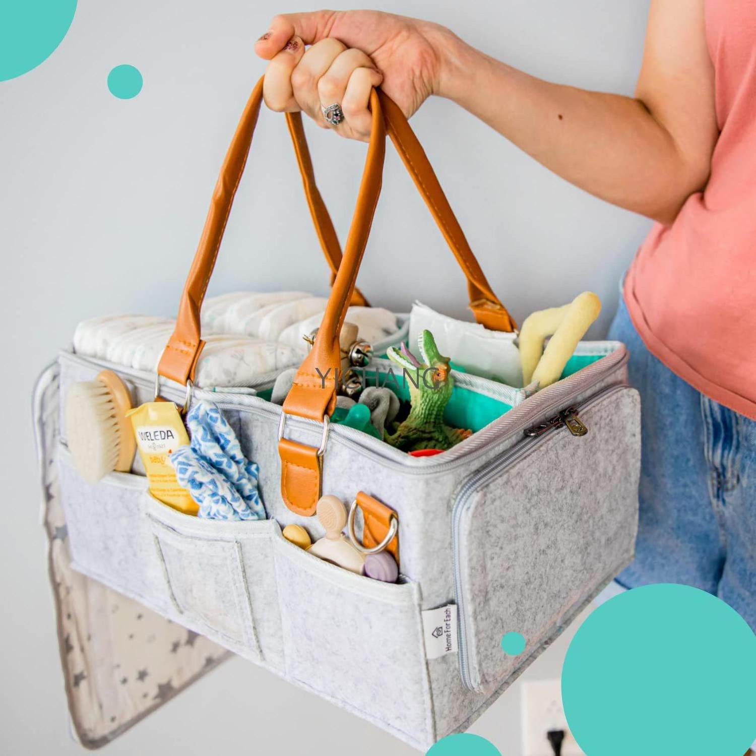 Hot Sale Portable Diaper Caddy Storage Bag with Zip-Top Cover Travel-Friendly Baby Caddy Organizer for Infant Essentials