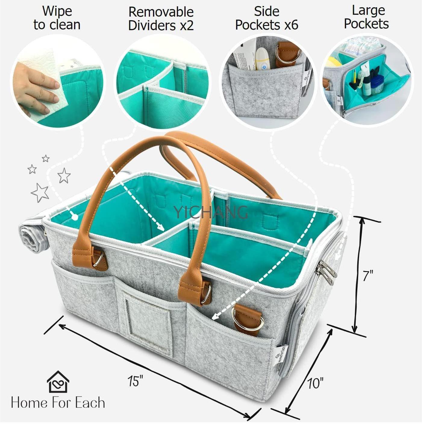 Hot Sale Portable Diaper Caddy Storage Bag with Zip-Top Cover Travel-Friendly Baby Caddy Organizer for Infant Essentials