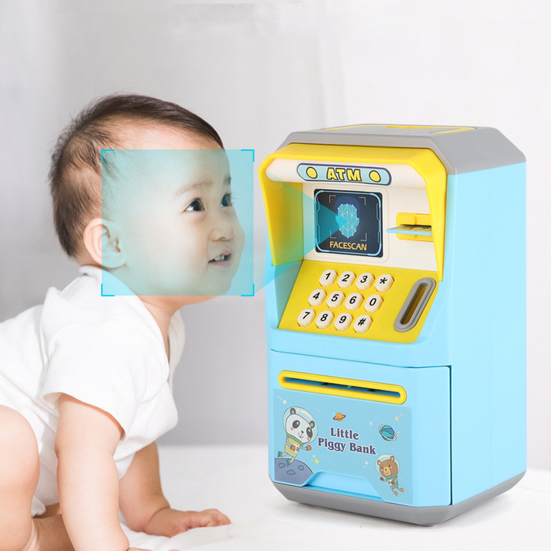 OEM/ODM new Design ATM face recognition deposit machine with light and sound Professional kid piggy bank money saving box