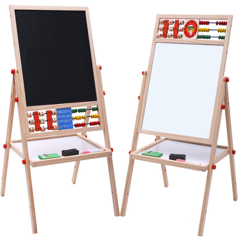 China Custom Made kids easel board wooden drawing board magnetic double side drawing board