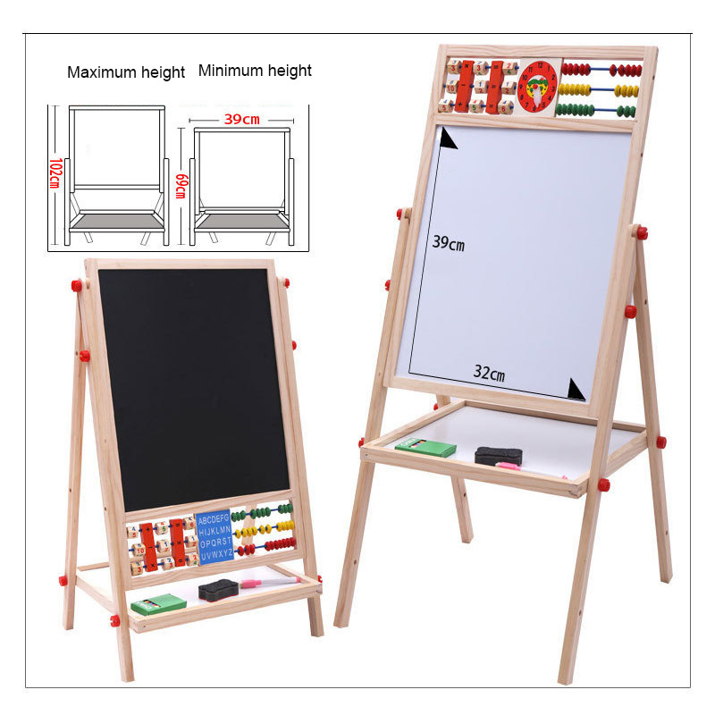 China Custom Made kids easel board wooden drawing board magnetic double side drawing board