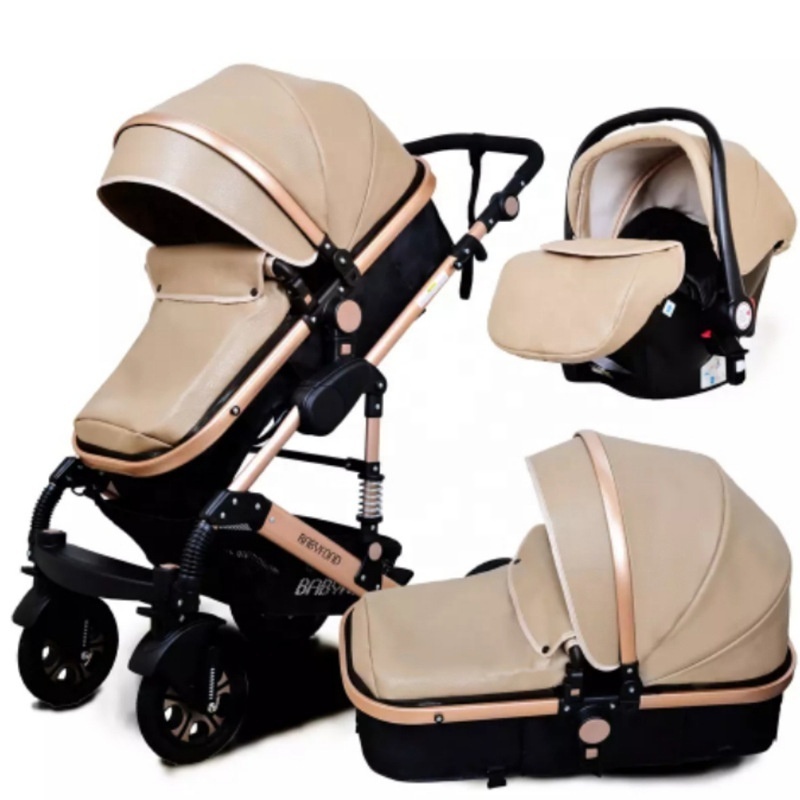 Travel system strollers  carriers luxury baby stroller 3 in 1 luxury baby pram Customized leather baby carriage