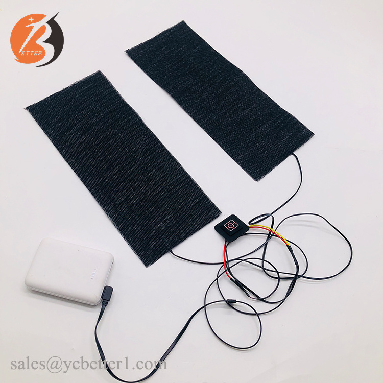 5V USB 12*30cm carbon fiber panel thermal battery powered electric heating pad