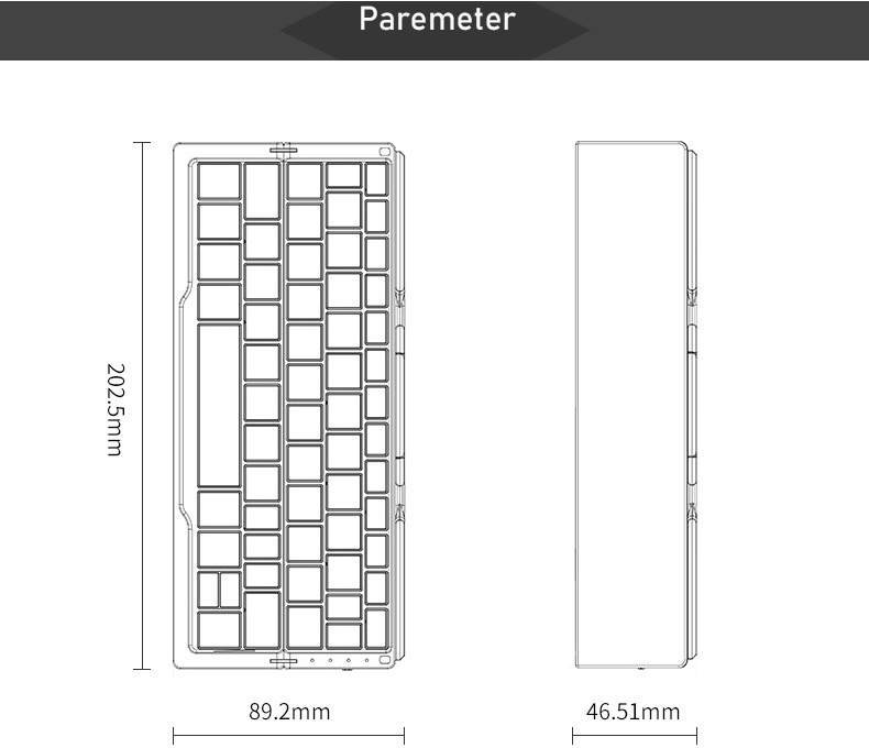 Wireless Folding Ultra thin MINI Portable bow foldable keyboard for iPhone-Pro-Plus-Max/For iPad-Air-Pro and Samsung Pa