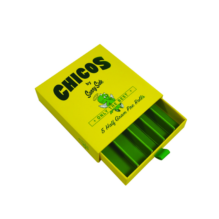 Custom Logo Slide Drawer 5 Packs King Size Cone Paper Tube CR Child Resistant Cones Packaging Box