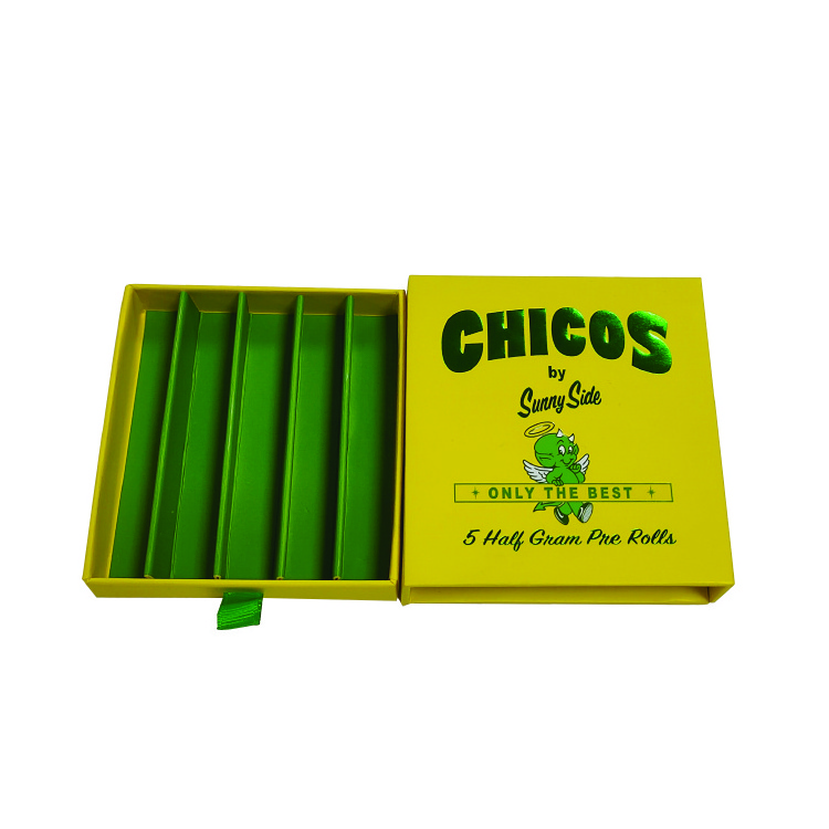 Custom Logo Slide Drawer 5 Packs King Size Cone Paper Tube CR Child Resistant Cones Packaging Box