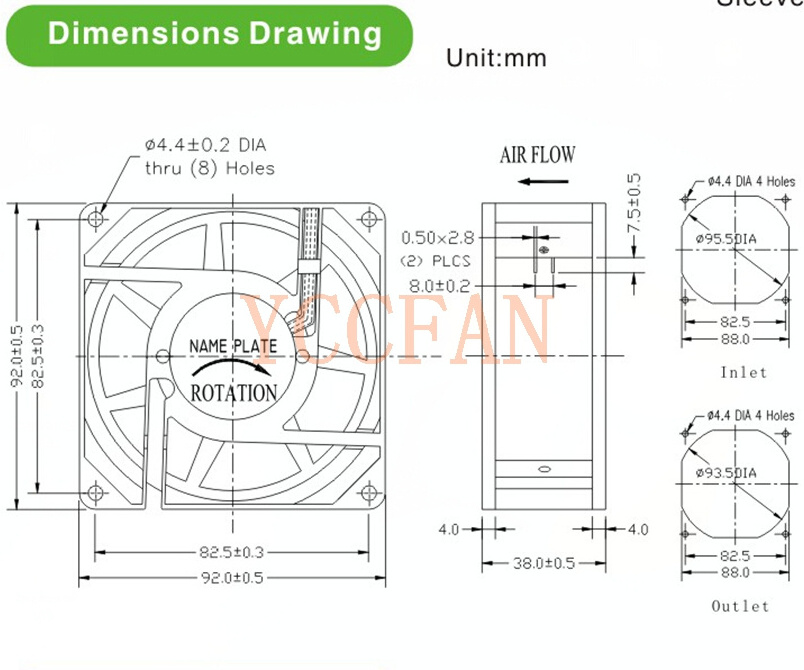 230V Cooling Fan 92x92x38mm High Air Flow Ventilator Price 220v AC Industrial Fan