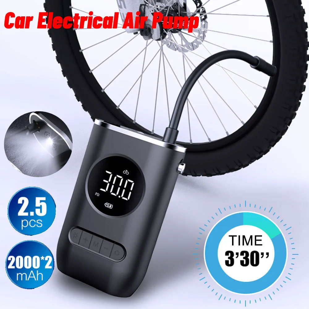 Handheld Tyre Sealer Inflator Small Portable Mini Silent Metal Electric Digital Tire Air Compressor Pump for Bike Car Motorcycle