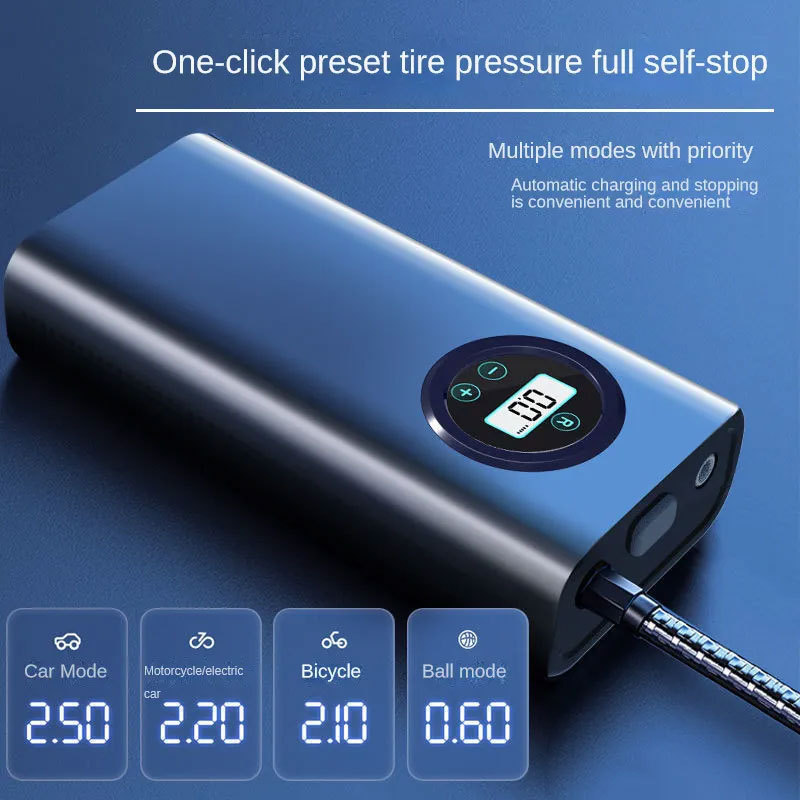 120W Car Air Pump Electric Portable Car Tire Inflatable Wireless LCD Digital Inflator Tire Inflador Tyre Inalambrico Portatil