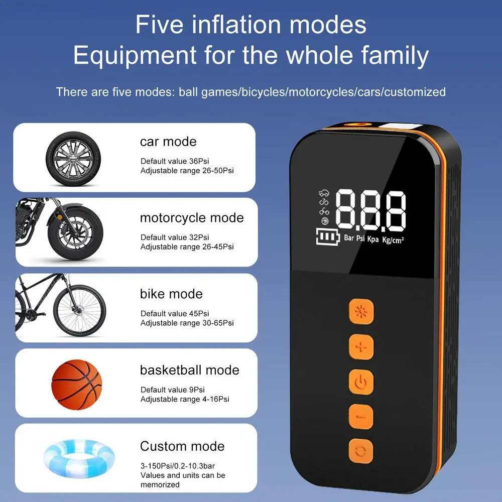 Mini Wireless Digital Portable Tire Inflator And Power Bank Cordless Electric Car Tyre Air Compressor Inflatable Pump For Tires