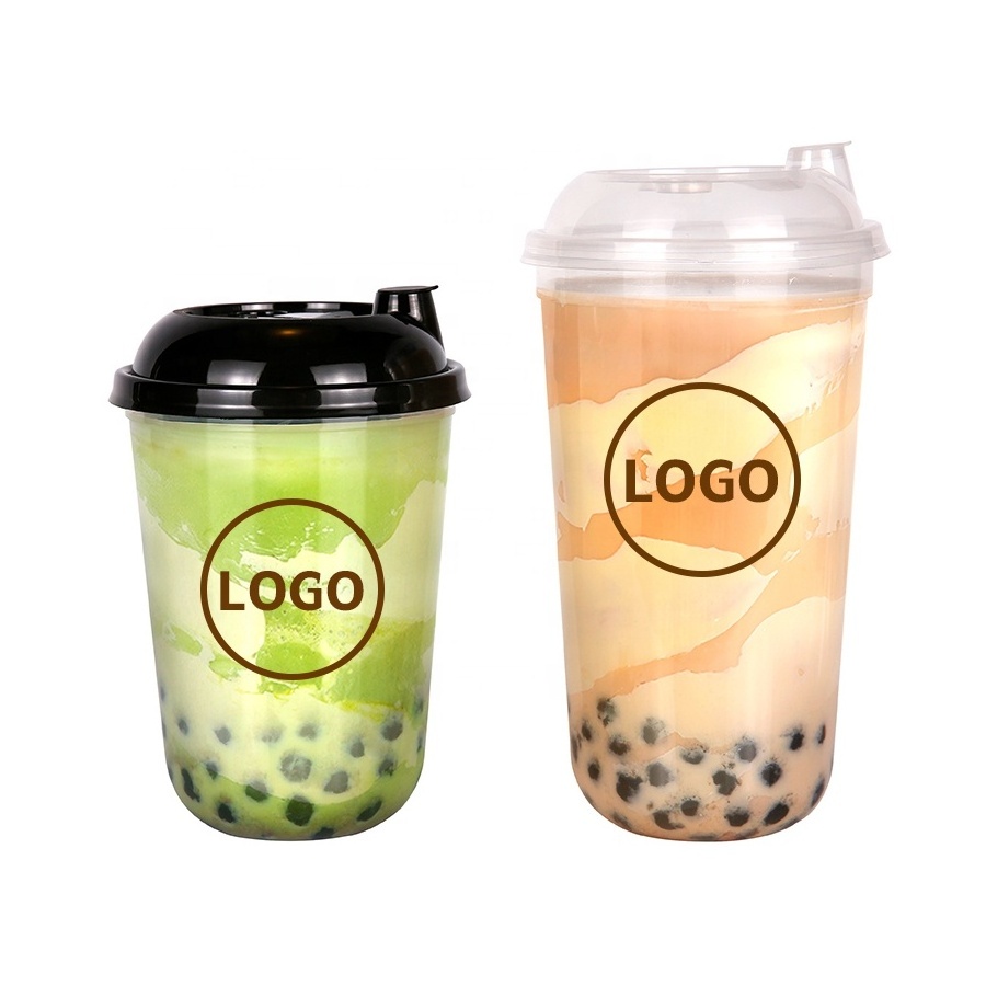 Cheap Wholesale YiCheng Boba Tea Shaker Cup 24oz Disposable Milk Tea Cup Plastic Juice Fruit Take Away Cup