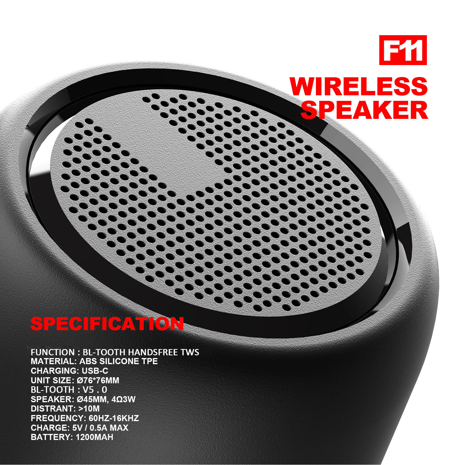 BT Wireless Speakers Portable Round Waterproof Mini Small Subwoofer Bass Stereo Mobile Phone Outdoor Audio Music Sound Box