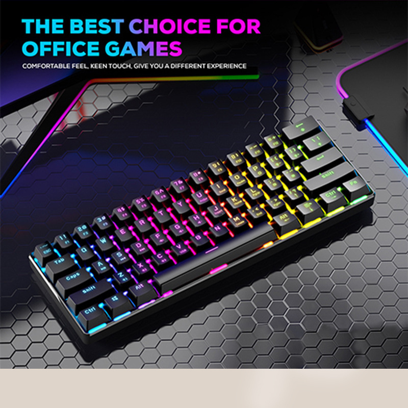 Kablosuz Klavye Laptop Notebook PC BT USB Wireless RGB Gaming DK61 Mechanical 60% Keyboard for Android Mobile Phone