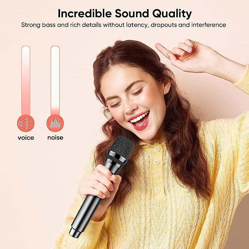 Karaoke Microphone Outdoor Portable VHF UHF Dynamic Microfone Sem Fio Handheld Wireless red Mic for Singing Church Android TV