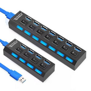 7 in 1 EN Port Led Desktop High Speed Splitter PC Data Usb3.0 Por Hub Adapter Charging Docking Station 3.0 Usb Hubs in Desk