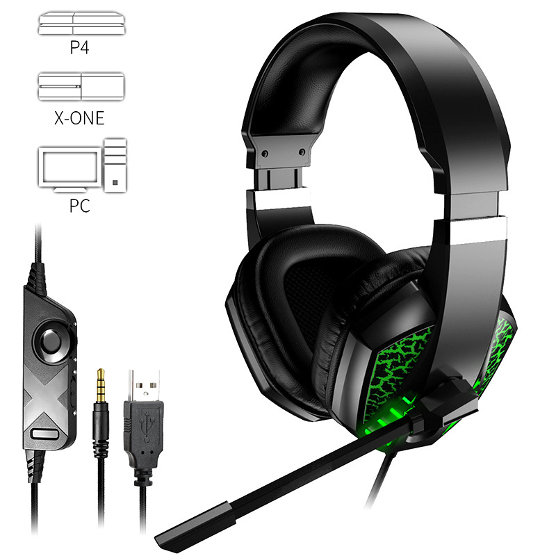 3.5 Microphone Wired Stereo Bass 7.1 Gamer Headset Mobile Special Led Light Glowing Earphones Gaming Headphones for Pubg P4 P5