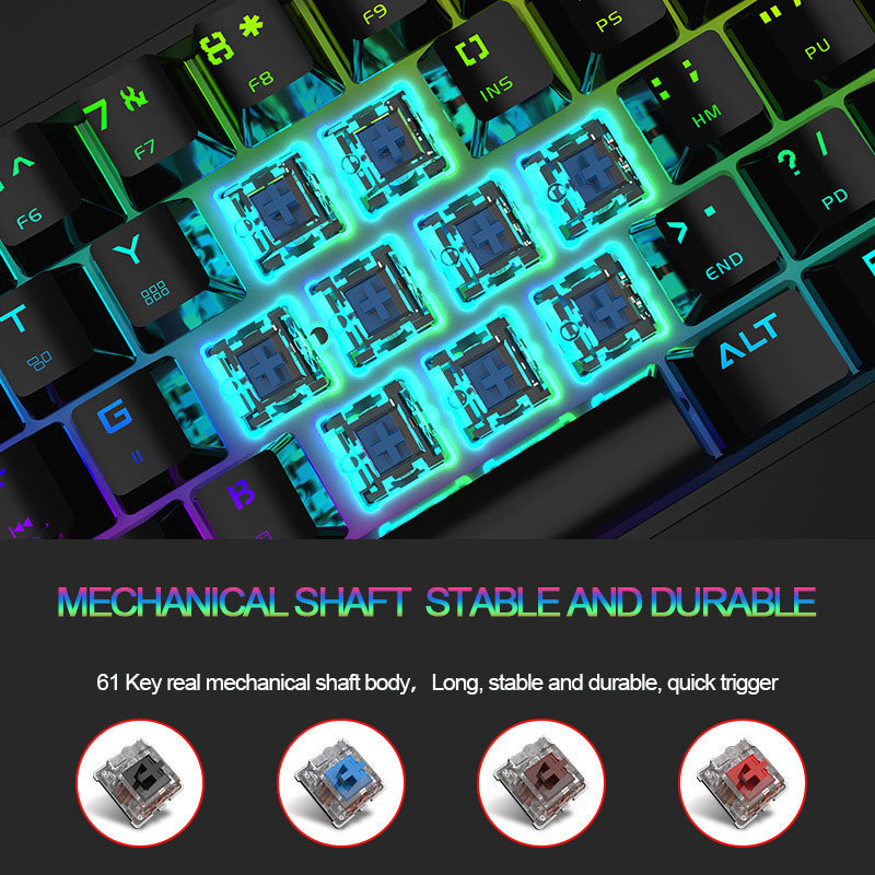 Kablosuz Klavye Laptop Notebook PC BT USB Wireless RGB Gaming DK61 Mechanical 60% Keyboard for Android Mobile Phone