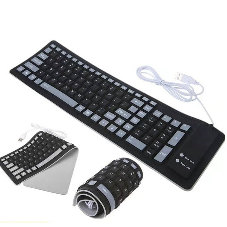 Work Style 2.4G Teclado Silicona Flexible Portable Foldable Office PC Waterproof Silicone Computer Folding Wireless Keyboard